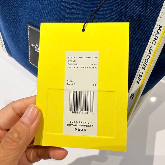 Marc Jacobs The Denim Chain Medium Tote Bag Dark Wash 2F4HTT018H05 - Picture 4 of 7